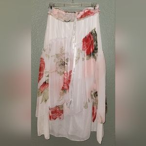 Sheer white floral women's skirt- New
